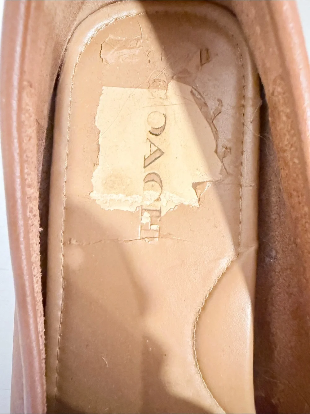 Coach Mary Lock Up Tan Leather Driving Loafers Moccasins Size 9B
